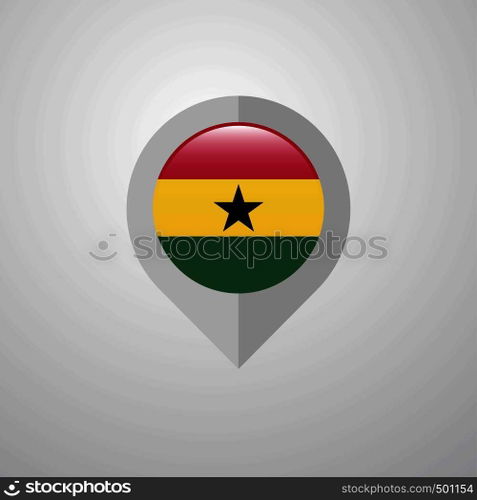 Map Navigation pointer with Ghana flag design vector