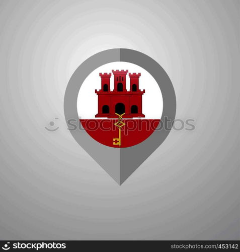 Map Navigation pointer with Gibraltar flag design vector
