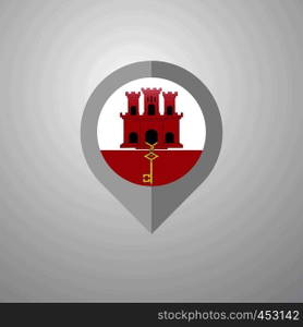 Map Navigation pointer with Gibraltar flag design vector