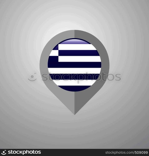 Map Navigation pointer with Greece flag design vector