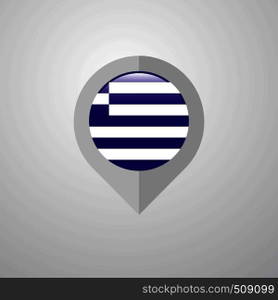 Map Navigation pointer with Greece flag design vector
