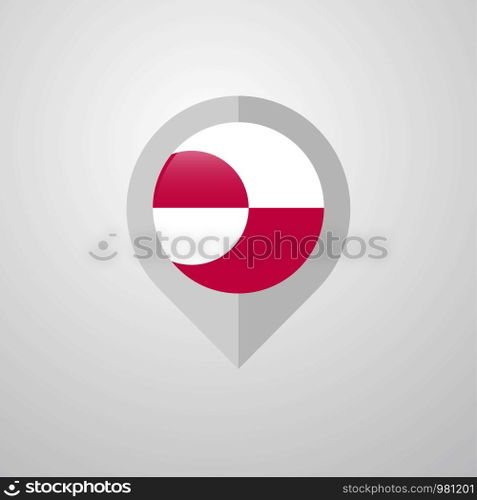 Map Navigation pointer with Greenland flag design vector