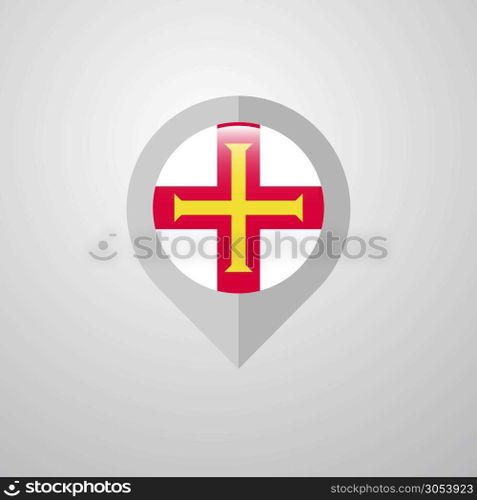 Map Navigation pointer with Guernsey flag design vector