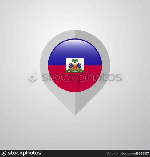 Map Navigation pointer with Haiti flag design vector