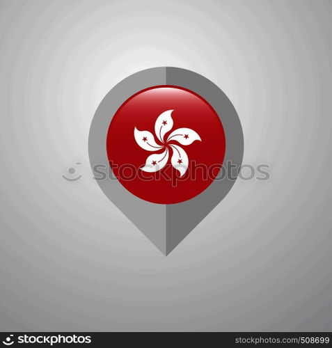 Map Navigation pointer with Hongkong flag design vector
