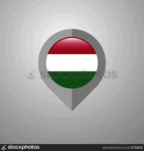 Map Navigation pointer with Hungary flag design vector