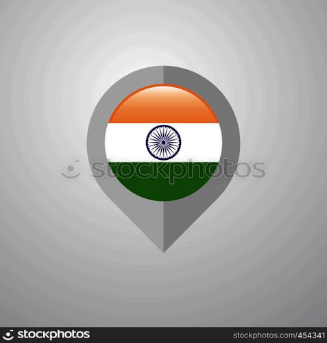 Map Navigation pointer with India flag design vector