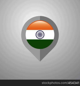 Map Navigation pointer with India flag design vector