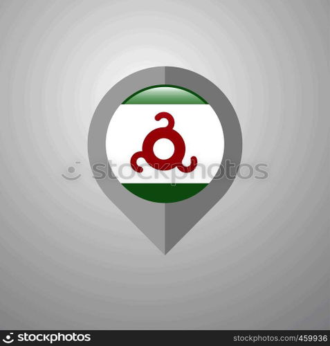 Map Navigation pointer with Ingushetia flag design vector