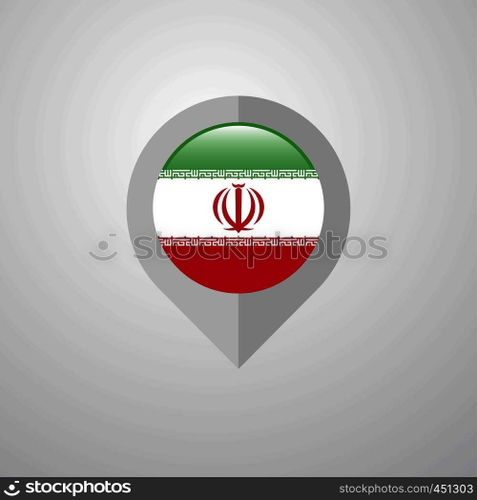 Map Navigation pointer with Iran flag design vector