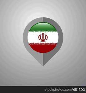 Map Navigation pointer with Iran flag design vector
