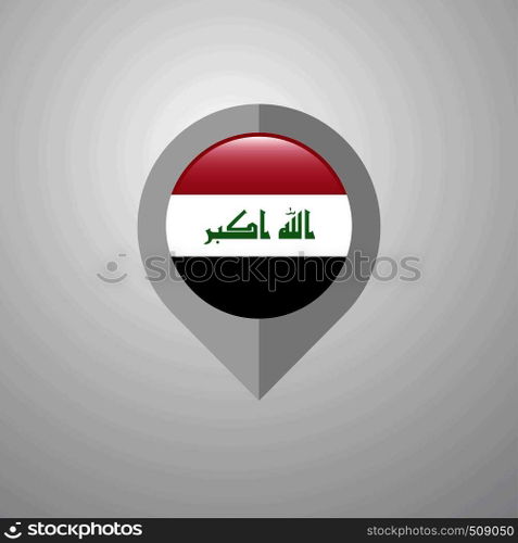Map Navigation pointer with Iraq flag design vector