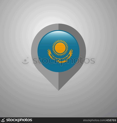 Map Navigation pointer with Kazakhstan flag design vector