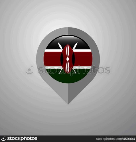 Map Navigation pointer with Kenya flag design vector