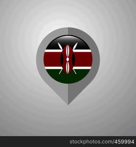 Map Navigation pointer with Kenya flag design vector