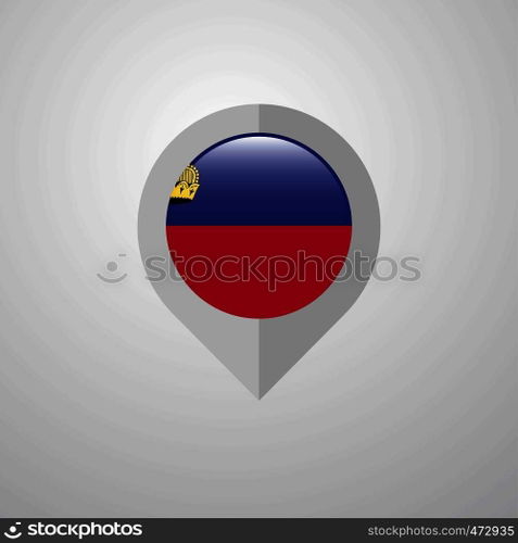 Map Navigation pointer with Liechtenstein flag design vector