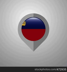 Map Navigation pointer with Liechtenstein flag design vector