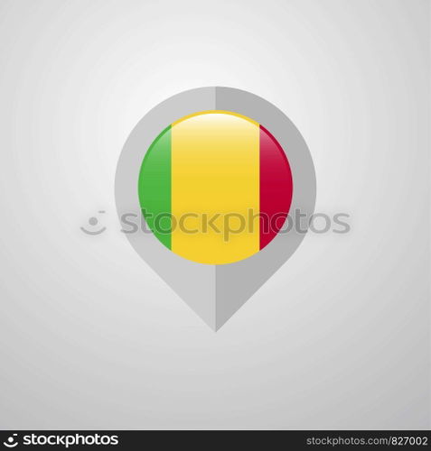 Map Navigation pointer with Mali flag design vector