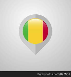 Map Navigation pointer with Mali flag design vector