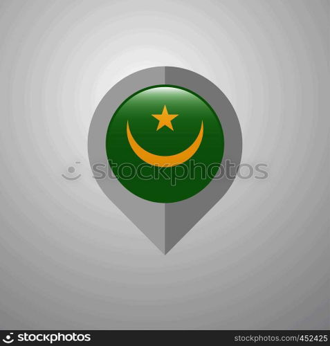 Map Navigation pointer with Mauritania flag design vector