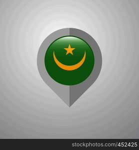 Map Navigation pointer with Mauritania flag design vector