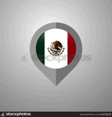Map Navigation pointer with Mexico flag design vector
