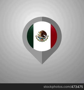 Map Navigation pointer with Mexico flag design vector