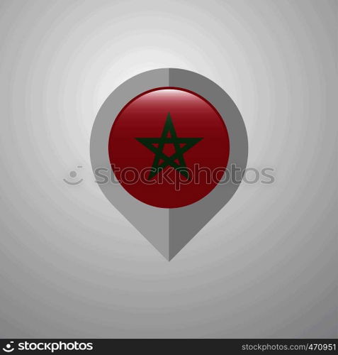 Map Navigation pointer with Morocco flag design vector