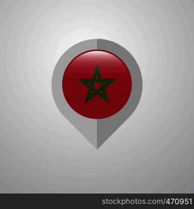 Map Navigation pointer with Morocco flag design vector