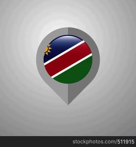 Map Navigation pointer with Namibia flag design vector