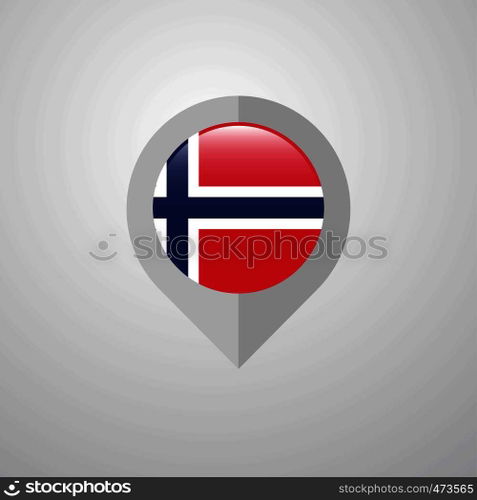 Map Navigation pointer with Norway flag design vector