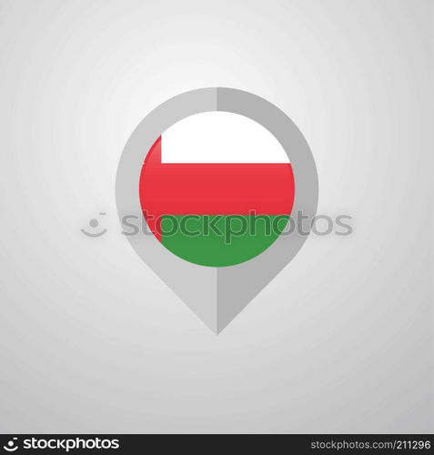 Map Navigation pointer with Oman flag design vector