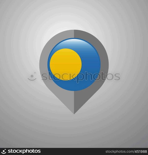 Map Navigation pointer with Palau flag design vector