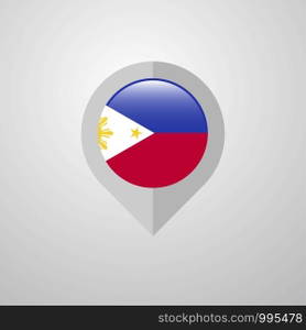 Map Navigation pointer with Phillipines flag design vector