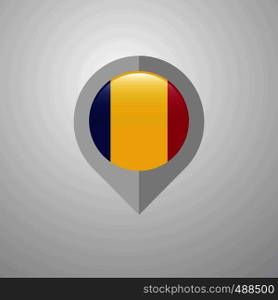 Map Navigation pointer with Romania flag design vector