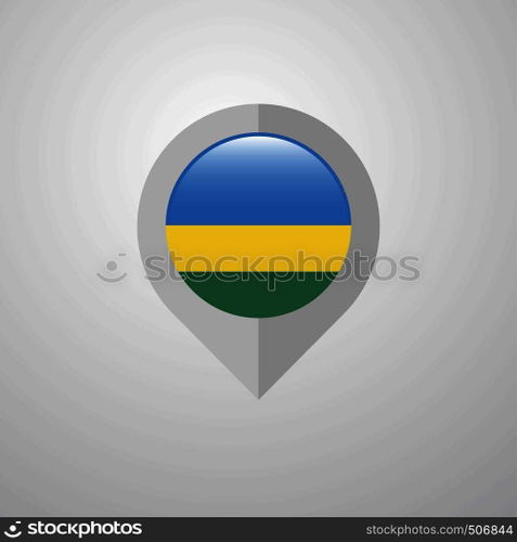 Map Navigation pointer with Rwanda flag design vector