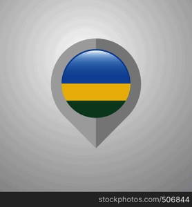 Map Navigation pointer with Rwanda flag design vector
