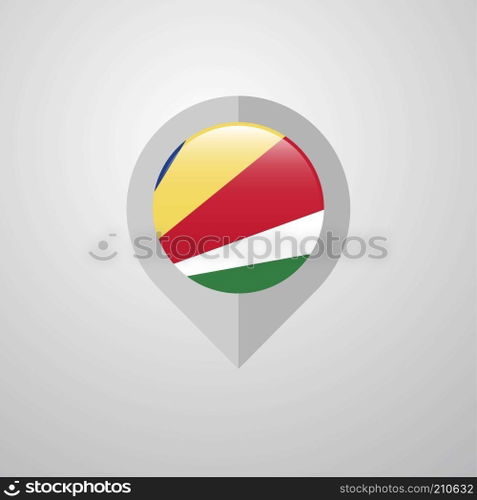 Map Navigation pointer with Seychelles flag design vector