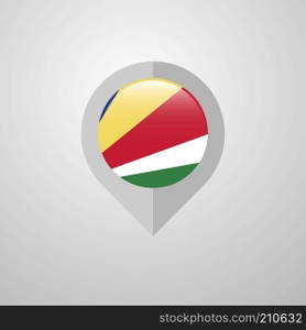 Map Navigation pointer with Seychelles flag design vector