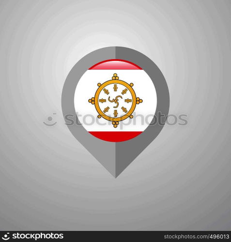 Map Navigation pointer with Sikkim flag design vector