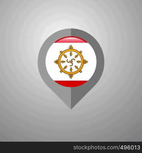 Map Navigation pointer with Sikkim flag design vector