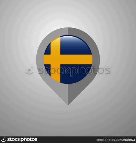 Map Navigation pointer with Sweden flag design vector
