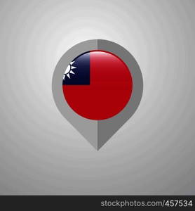 Map Navigation pointer with Taiwan flag design vector