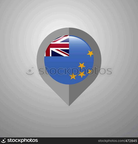 Map Navigation pointer with Tuvalu flag design vector