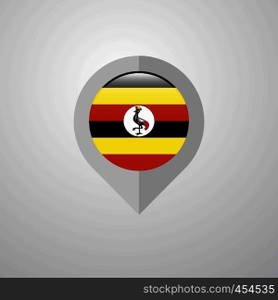 Map Navigation pointer with Uganda flag design vector