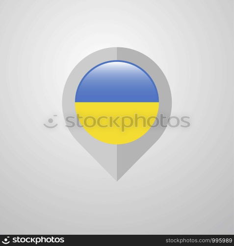 Map Navigation pointer with Ukraine flag design vector