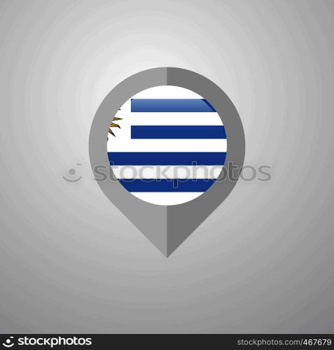 Map Navigation pointer with Uruguay flag design vector