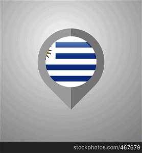 Map Navigation pointer with Uruguay flag design vector