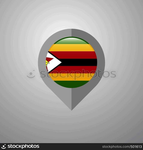 Map Navigation pointer with Zimbabwe flag design vector