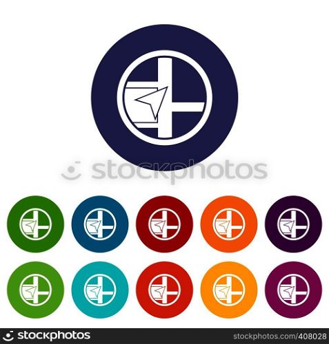 Map navigation set icons in different colors isolated on white background. Map navigation set icons